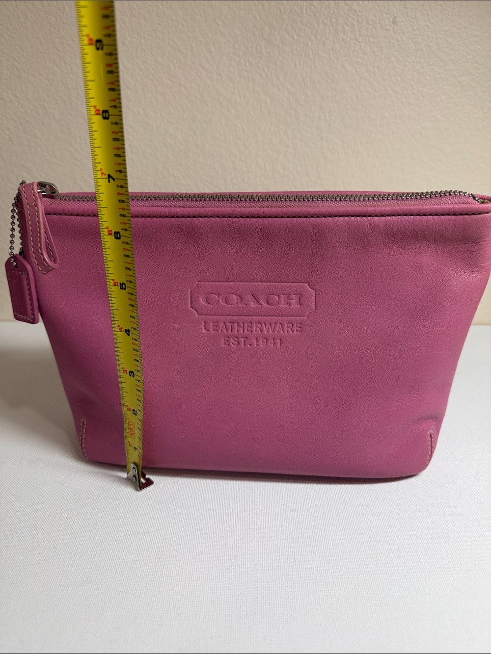 Coach Pink Leather Cosmetic Pouch - Picture 3 of 14